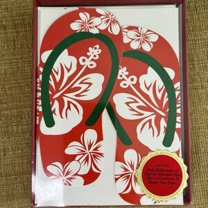 Vintage Mele Kalikimaka Hawaiian Christmas‎ Cards Island Heritage Flip Flop Year